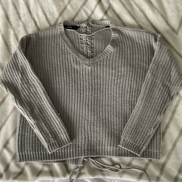 Vera Moda Oversized Women’s Gray Knit Sweater with Tie Up Back Detail Size Small - Picture 1 of 9